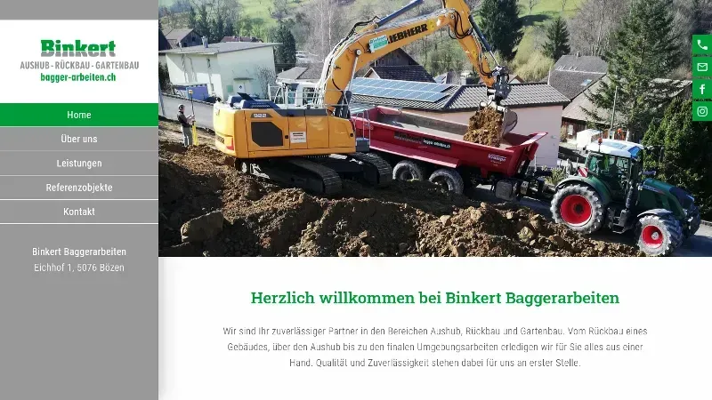 Binkert Baggerarbeiten - Aushub, R&uuml;ckbau und Gartenbau