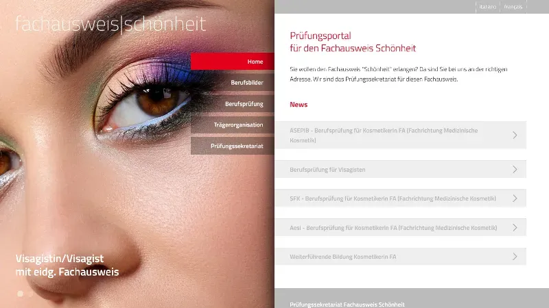 Pr&uuml;fungsportal f&uuml;r den Fachausweis Sch&ouml;nheit