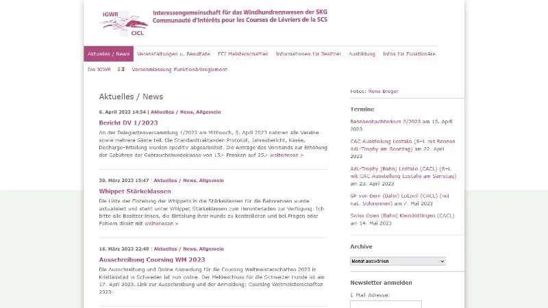 IGWR - Interessengemeinschaft f&uuml;r das Windhundrennwesen der SKG