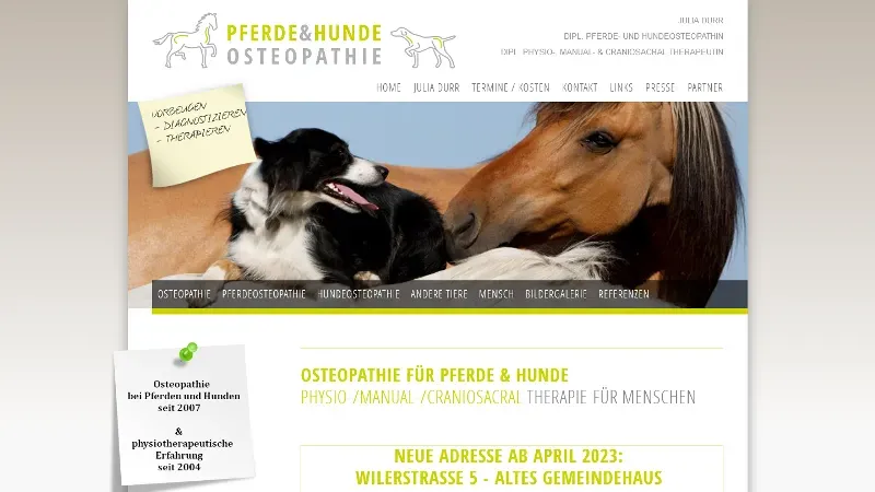 Julia D&uuml;rr - Osteopathie f&uuml;r Pferde und Hunde