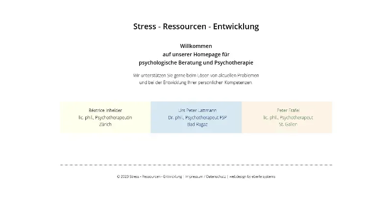Stress - Ressourcen - Entwicklung - psychologische Beratung und Psychotherapie